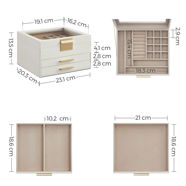 Μπιζουτιέρα Κουτί Με Συρτάρια (23.1x20.5x13.5) Songmics JBC239WTV1