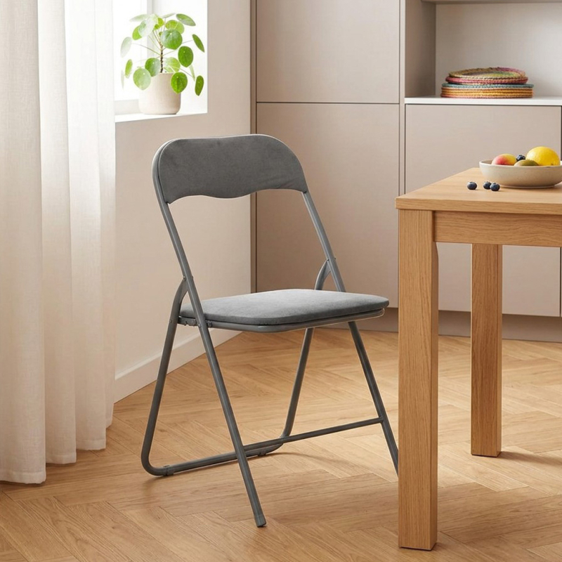 Πτυσσόμενη Καρέκλα Κουζίνας (44x45x79) F-V Velours Gris 164715B