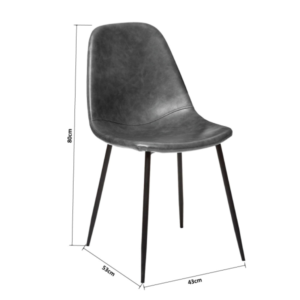 Καρέκλα Τραπεζαρίας (43x53x80) A-S Vladi Gris 157054B