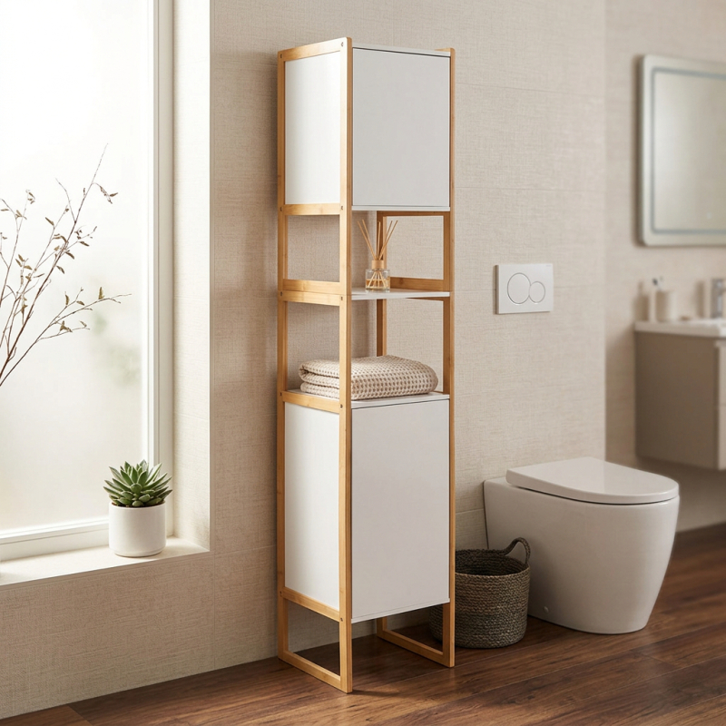 Στήλη Μπάνιου Με Ντουλάπια (33x33x170) F-V Natureo White 174890A