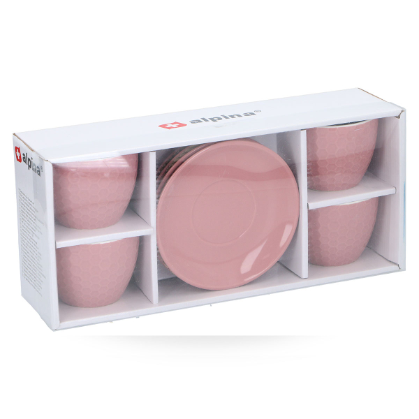 Φλυτζάνια Τσαγιού 200ml + Πιατάκια (Σετ 8τμχ) Alpina Pink 871125224852
