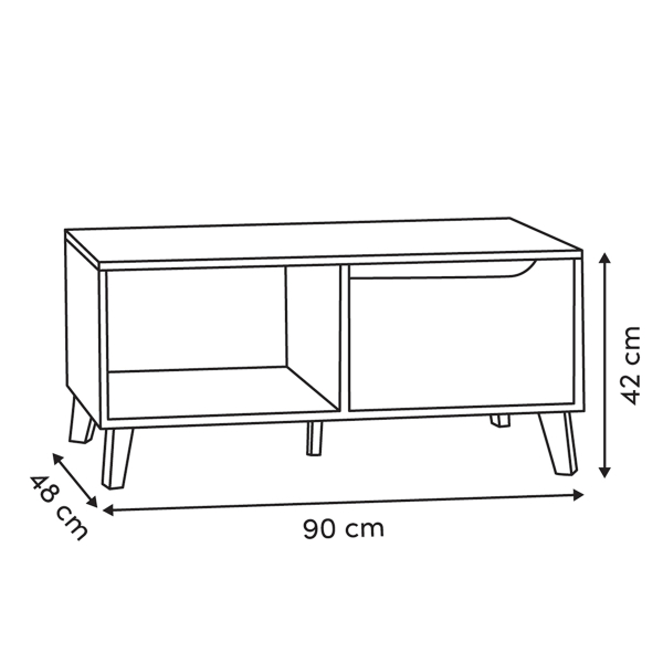Τραπέζι Σαλονιού Με Ράφι & Συρτάρι (90x48x42) F-V Luma 221011