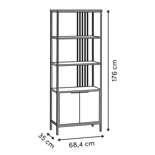 Ραφιέρα Δαπέδου 4 Θέσεων Με Ντουλάπι (68.4x35x176) F-V Duna 221053