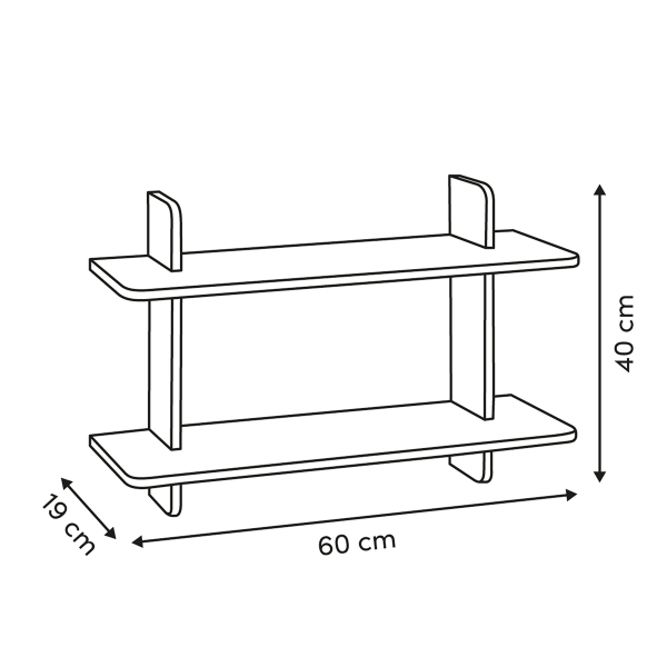 Ραφιέρα Τοίχου (60x19x40) F-V Fixy White 221026A