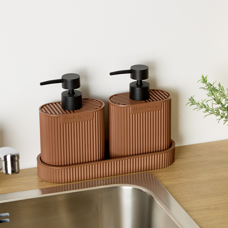 Δοχεία Υγρού Πιάτων Με Βάση (Σετ 3τμχ) F-V Terra Brown 190360A