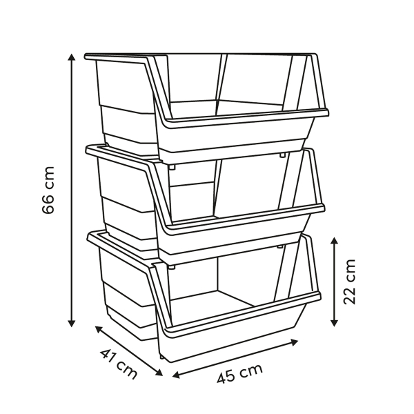 Κουτιά Αποθήκευσης (Σετ 3τμχ) F-V Storage Black 190423A