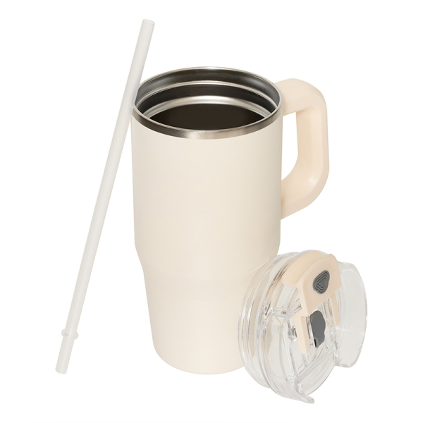 Κούπα Θερμός Με Λαβή & Καλαμάκι 600ml F-V Alex 213566 Beige
