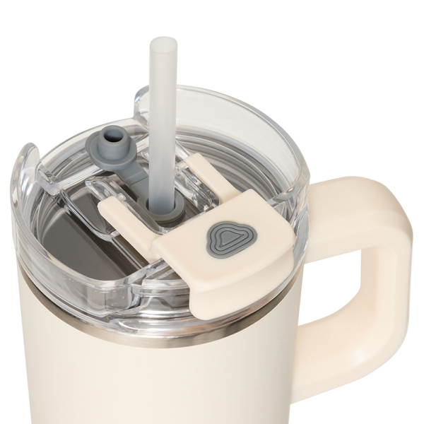Κούπα Θερμός Με Λαβή & Καλαμάκι 600ml F-V Alex 213566 Beige