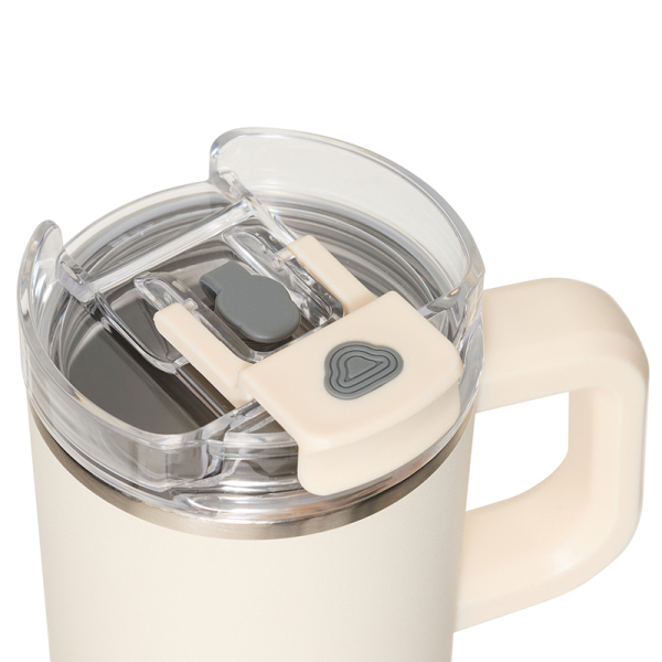 Κούπα Θερμός Με Λαβή & Καλαμάκι 600ml F-V Alex 213566 Beige