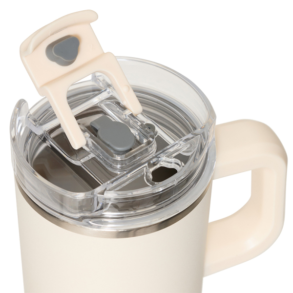 Κούπα Θερμός Με Λαβή & Καλαμάκι 600ml F-V Alex 213566 Beige