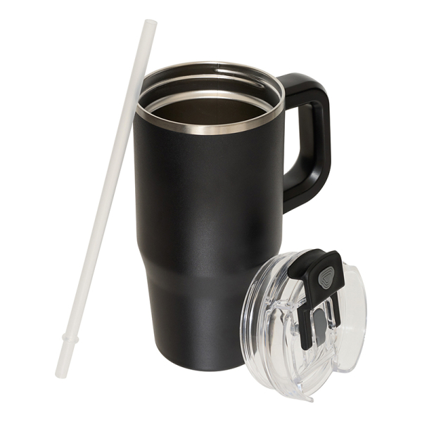 Κούπα Θερμός Με Λαβή & Καλαμάκι 600ml F-V Alex 213566 Black