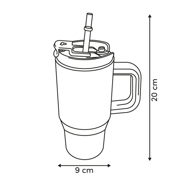 Κούπα Θερμός Με Λαβή & Καλαμάκι 600ml F-V Alex 213566 Black