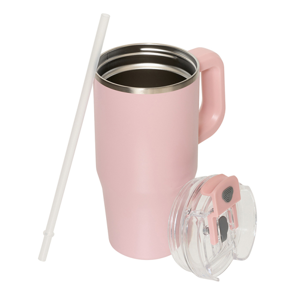 Κούπα Θερμός Με Λαβή & Καλαμάκι 600ml F-V Alex 213566 Pink