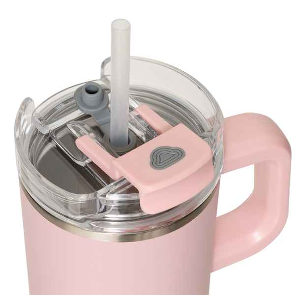Κούπα Θερμός Με Λαβή & Καλαμάκι 600ml F-V Alex 213566 Pink