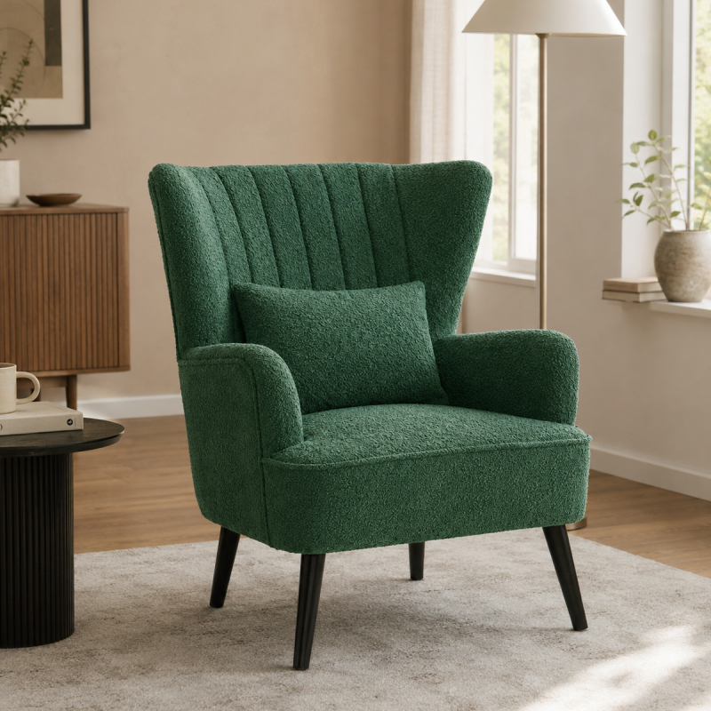 Πολυθρόνα Μπουκλέ (79x76.5x95.5) Spitishop Embrace Green