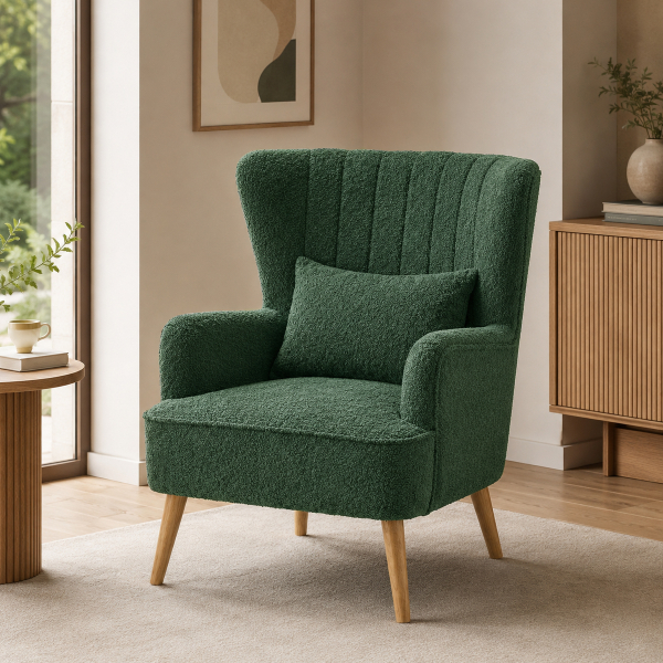 Πολυθρόνα Μπουκλέ (79x76.5x95.5) Spitishop Embrace Green/Natural