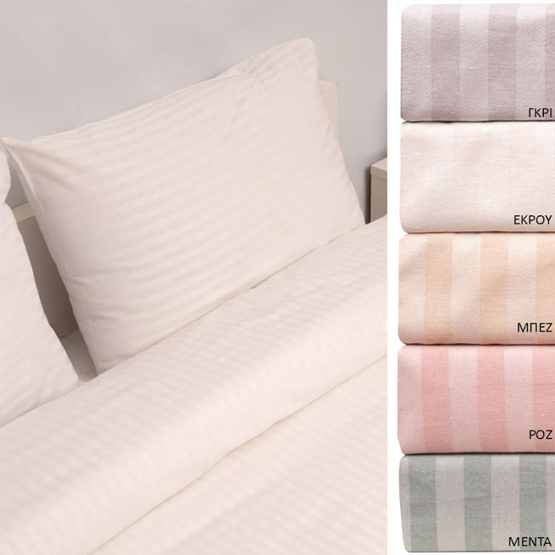 Σεντόνι Υπέρδιπλο Με Λάστιχο (160x200+25) Viopros Satin Stripe 850