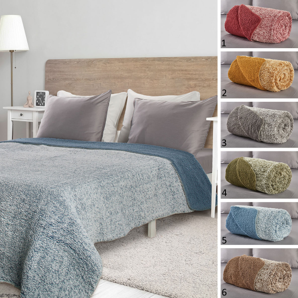 Κουβέρτα Fleece Υπέρδιπλη Με Γουνάκι (220x240) Whitegg KB156