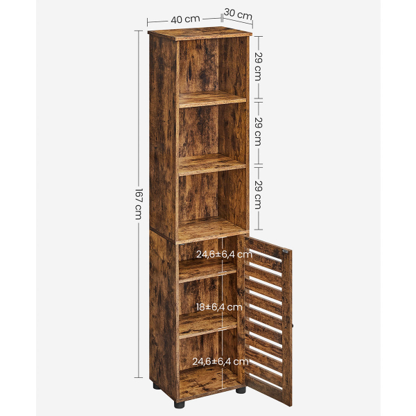 Στήλη Μπάνιου 3 Θέσεων Με Ντουλάπι (30x40x167) Songmics BBK160X01V3