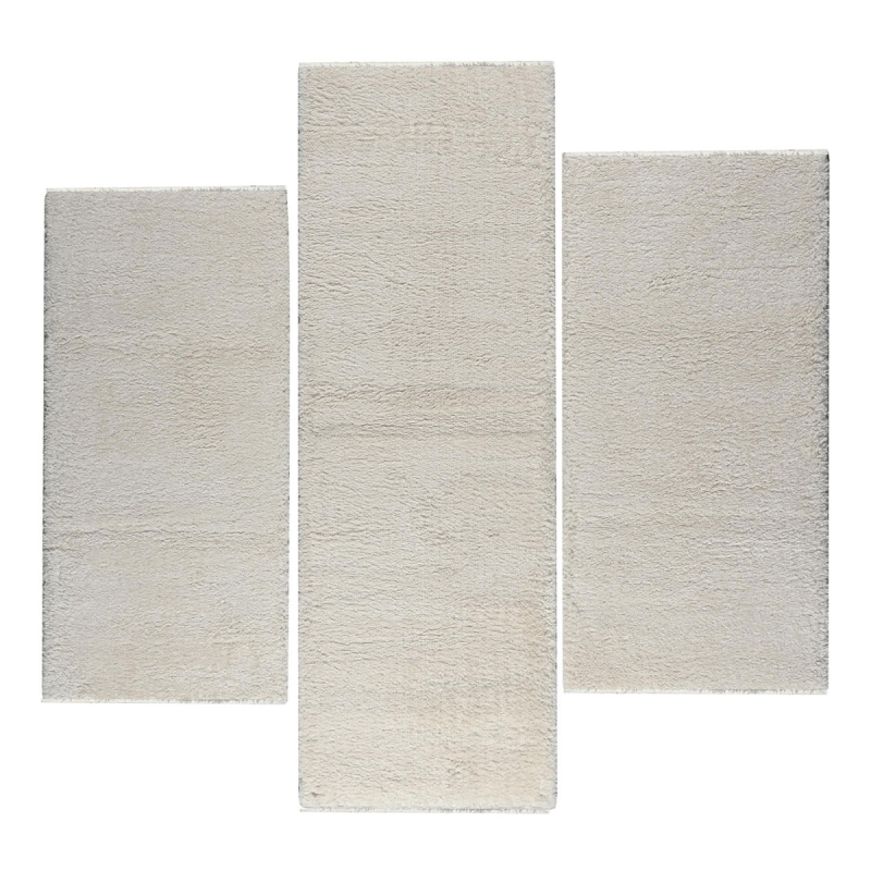 Χαλιά Κρεβατοκάμαρας (Σετ 3τμχ) Polcarpet Satin Shaggy Beige