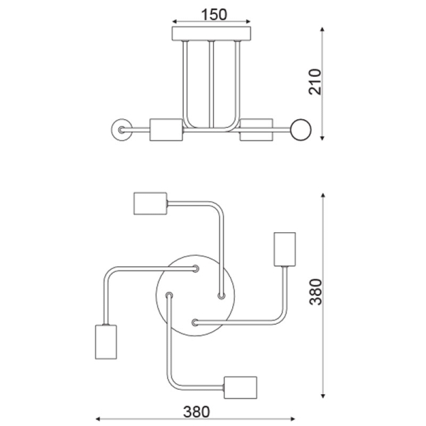 Φωτιστικό Οροφής Πολύφωτο Aca Cobra TNK933844CBK Black Matt