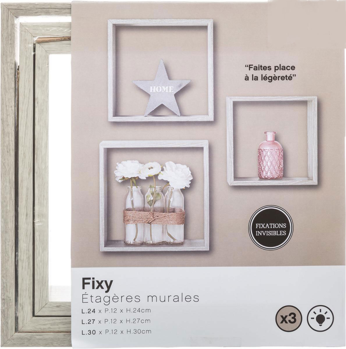 Ράφια Τοίχου (Σετ 3Τμχ) F-V Cube Grey 138957D Home Οργάνωση & Αποθήκευση Spitishop