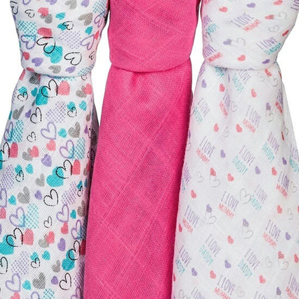 Μουσελίνες/Πάνες Αγκαλιάς (Σετ 3τμχ) BabyOno Ροζ BN348/02