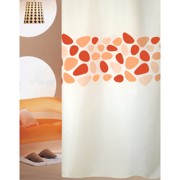 Κουρτίνα Μπάνιου (180x200) Με Κρίκους San Lorentzo Pebbles Orange