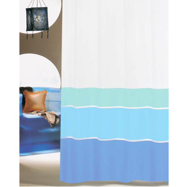 Κουρτίνα Μπάνιου Πλαστική (180x180) Με Κρίκους San Lorentzo Blue Stripes