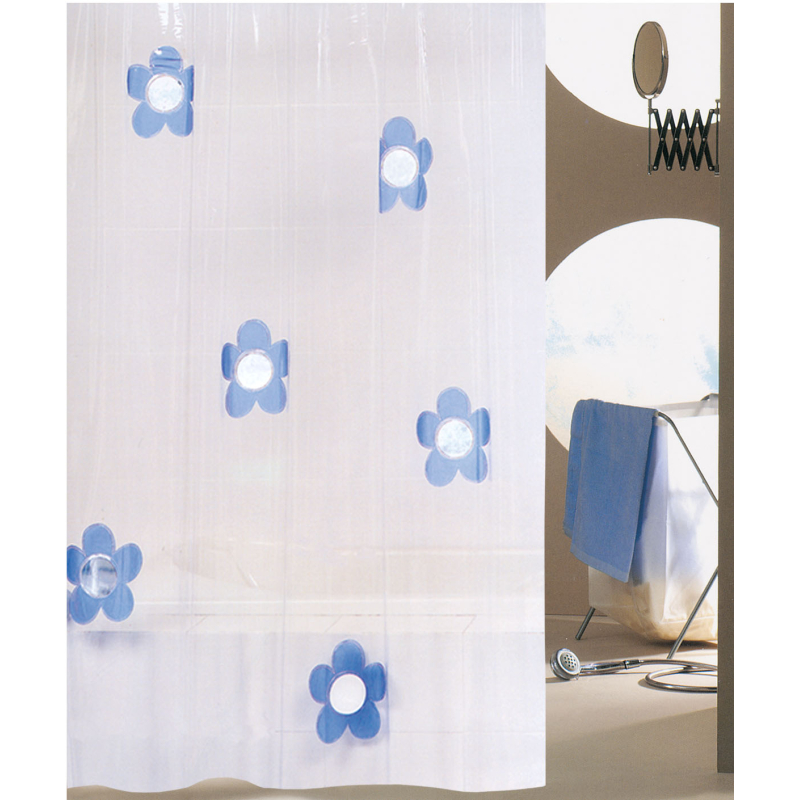 Κουρτίνα Μπάνιου Πλαστική (180x180) Με Κρίκους San Lorentzo Clear Daisy