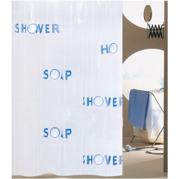 Κουρτίνα Μπάνιου Πλαστική (180x180) Με Κρίκους San Lorentzo Clear Letter
