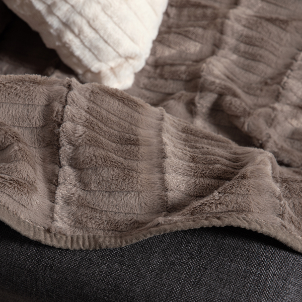 Γούνινο Ριχτάρι Τριθέσιου Καναπέ (180x320) Silk Fashion Stripe Grey