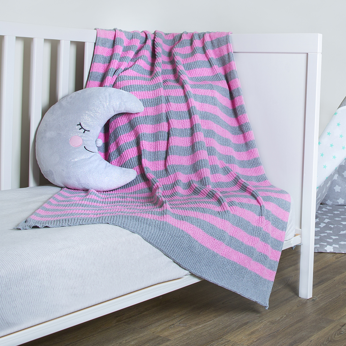 Κουβέρτα Πλεκτή Κούνιας Loom To Room Olaf Pink/Grey