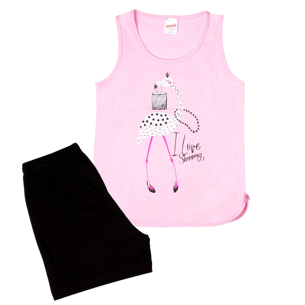 Πιτζάμα Παιδική Καλοκαιρινή Minervakia Flamingo 61663 Ροζ