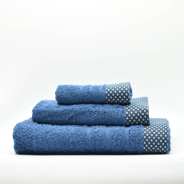 Πετσέτα Προσώπου (50x90) White Fabric Dante Blue 500gsm