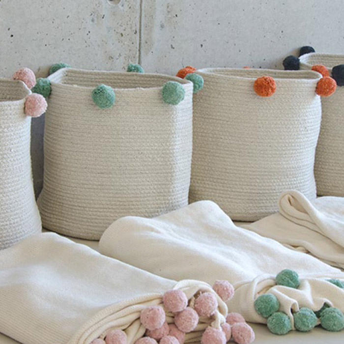 Καλάθι Αποθήκευσης (Φ30X30) Lorena Canals Bubbly Nat Green Home Οργάνωση & Αποθήκευση Βρεφικού - Παιδικού Spitishop