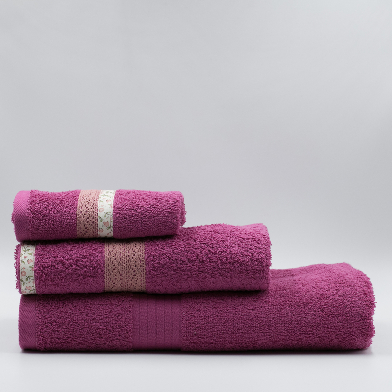 Πετσέτα Προσώπου (50x90) White Fabric Maella Pink