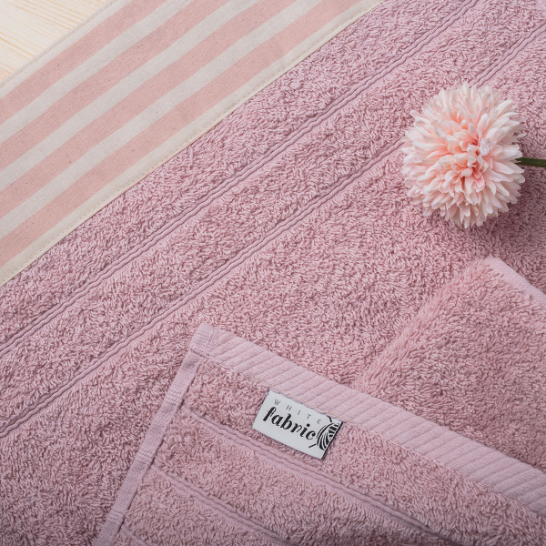 Πετσέτα Προσώπου (50x90) White Fabric Stripy Pink