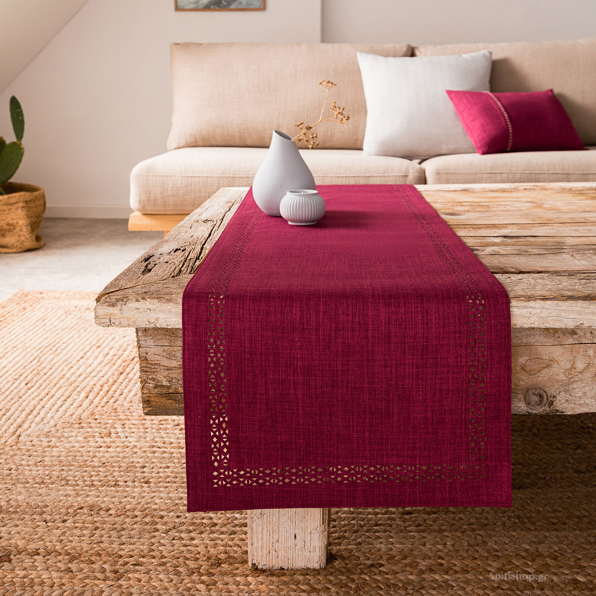 Τραβέρσα 2 Όψεων Gofis Home Chrome Red Leather