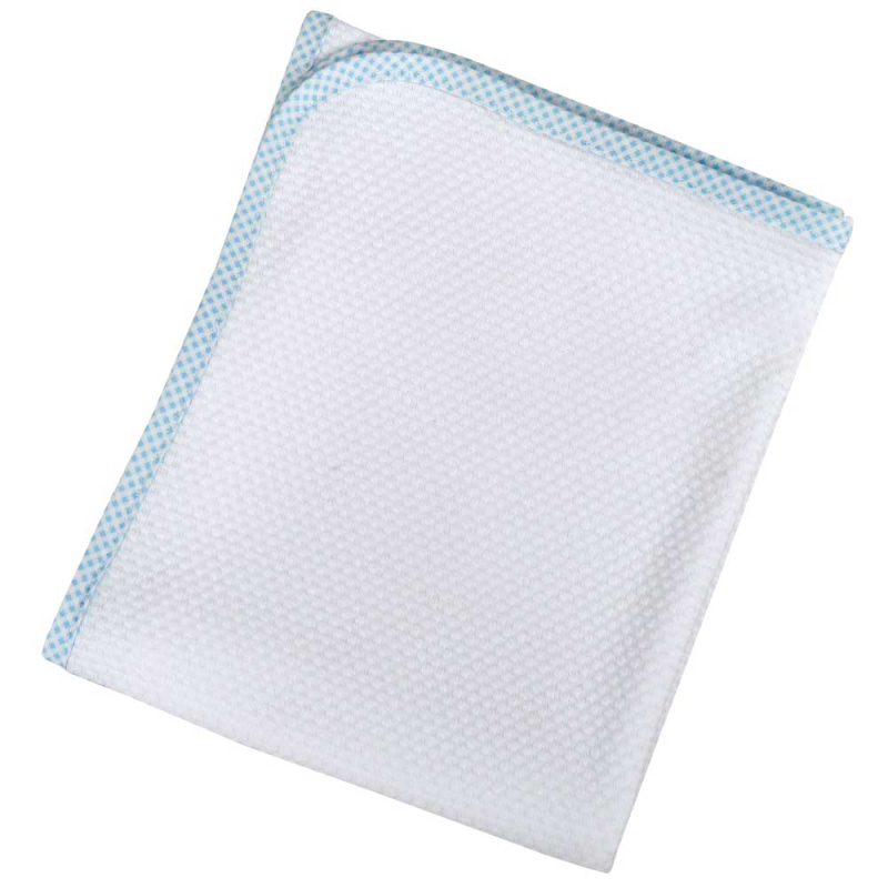 Πάνα Πικέ (80x80) Κόσμος Του Μωρού Λευκή Με Ρέλι Καρό Σιέλ