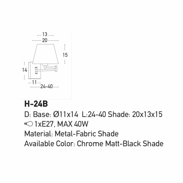 Απλίκα Τοίχου Zambelis H-24Β Chrome Matt/Black
