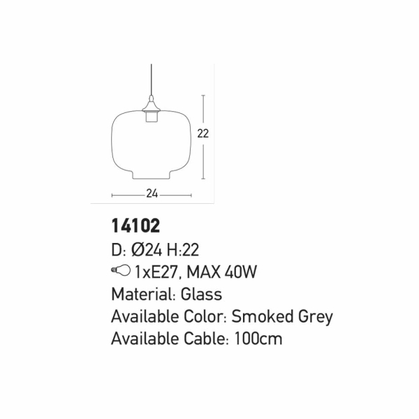 Φωτιστικό Οροφής Μονόφωτο Zambelis 14102 Smoked Grey