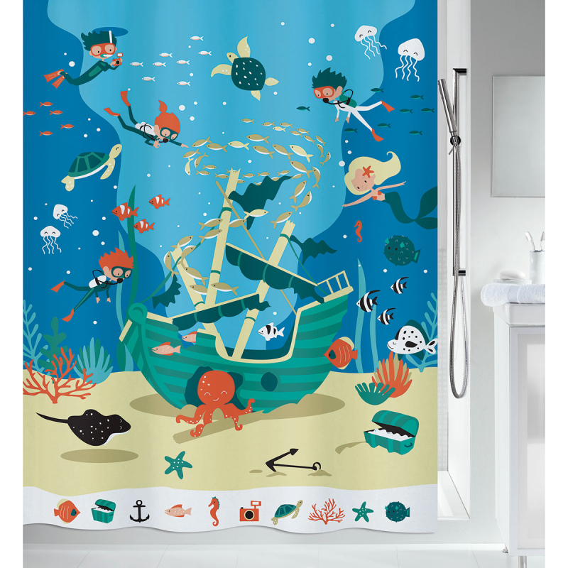 Κουρτίνα Μπάνιου (180x200) Με Κρίκους Spirella 02023.001 Pirates