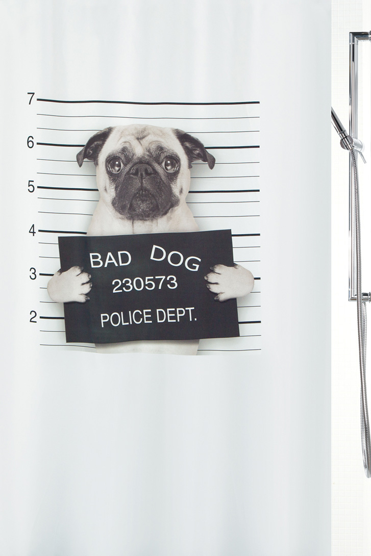 Κουρτίνα Μπάνιου (180×200) Με Κρίκους Spirella 02012.001 Bad Dog