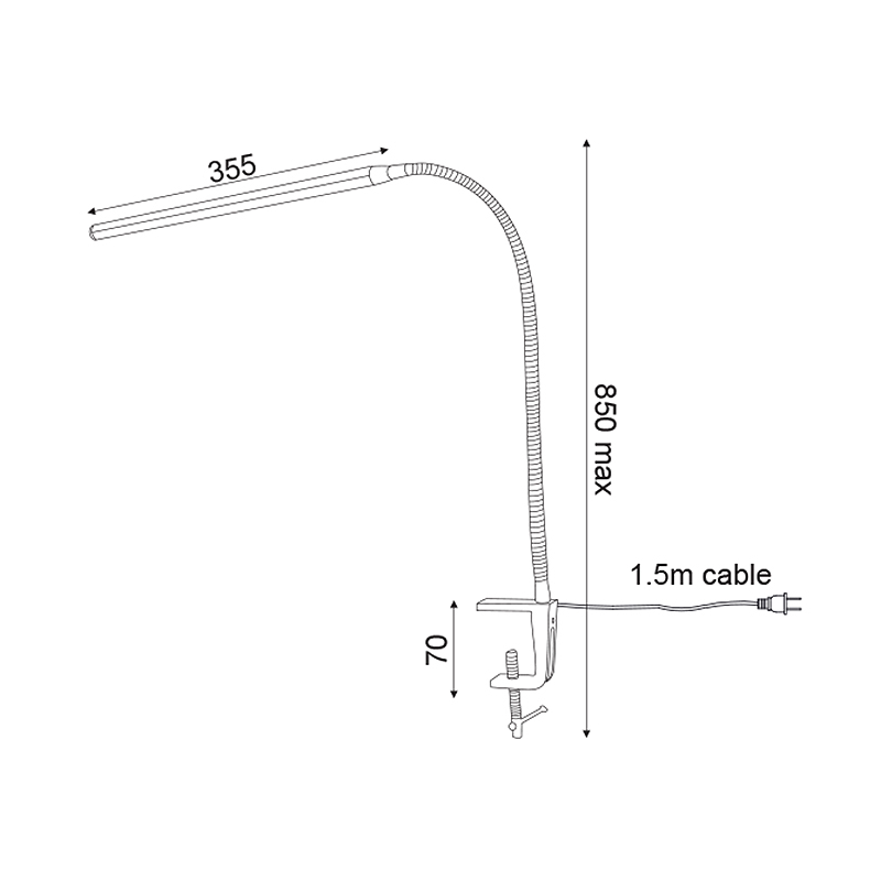 Πορτατίφ Αφής με Σφιγκτήρα Dimmer Led Aca Delgado 16055Ledbkc Black Home Φωτιστικά Επιτραπέζια Spitishop
