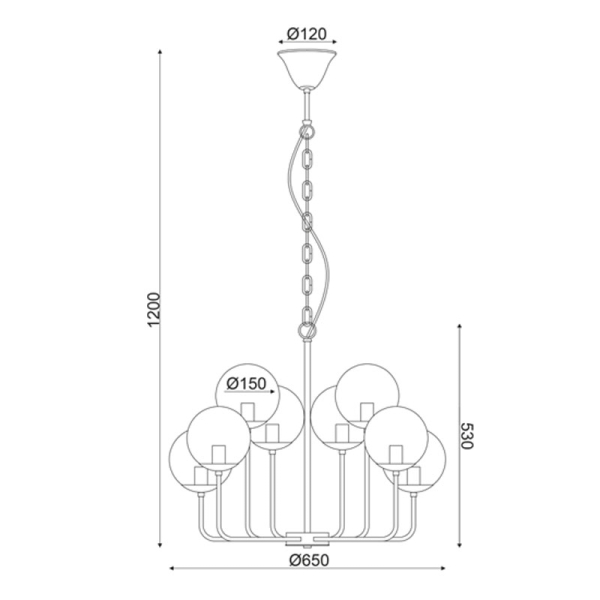 Φωτιστικό Οροφής Πολύφωτο Aca Delos OD905808PΑΜ Black Matt/Amber