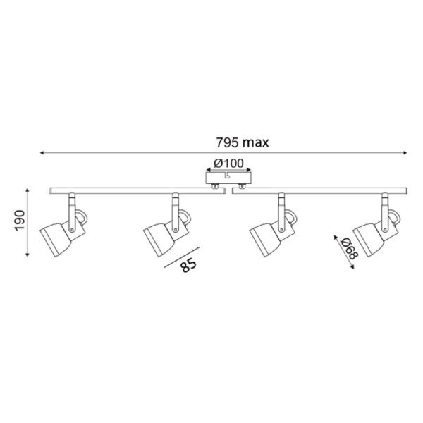 Σποτ Πολύφωτο Aca Inka MC167794C Grey Matt/Cement