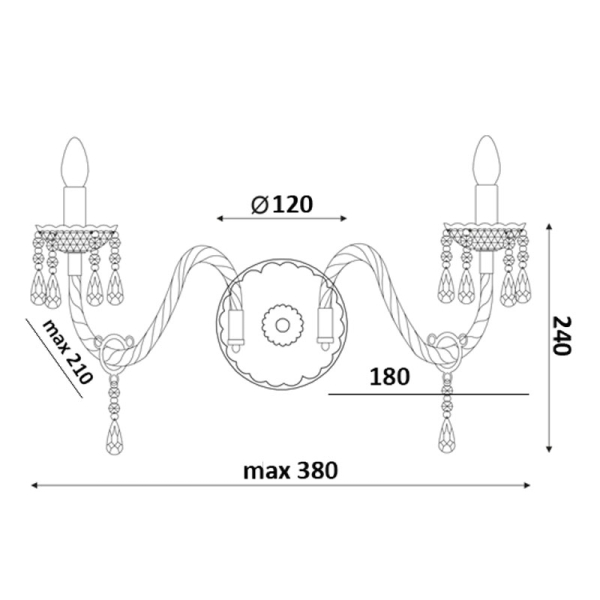 Απλίκα Τοίχου Aca Pegasus SF63992WB Chrome/Black