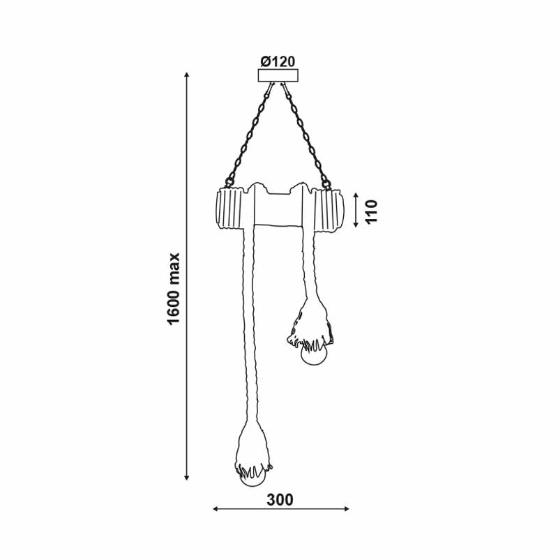 Φωτιστικό Οροφής Δίφωτο Aca Merlin 932302Bbr Bamboo Rope Home Φωτιστικά Spitishop