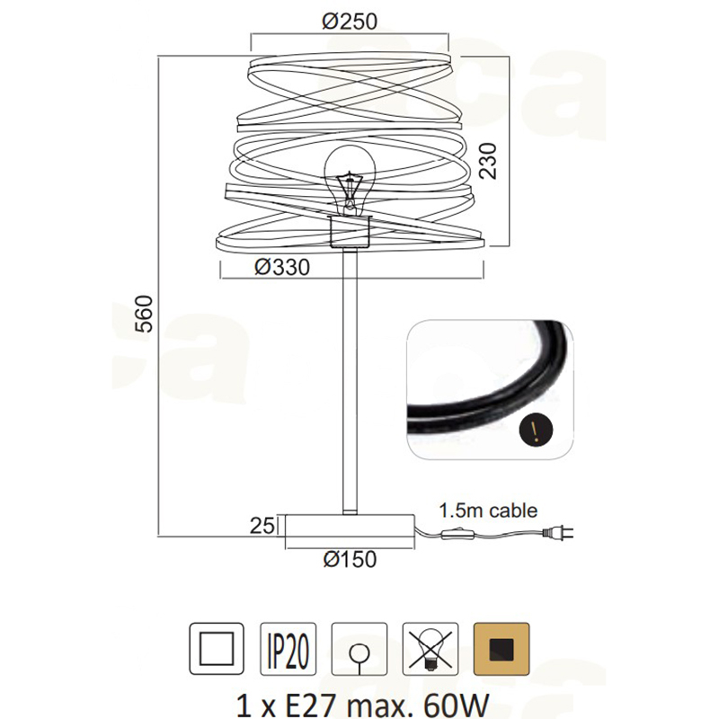 Πορτατίφ Aca Jazz Ks1538Tb Black Matt Home Φωτιστικά Επιτραπέζια Spitishop